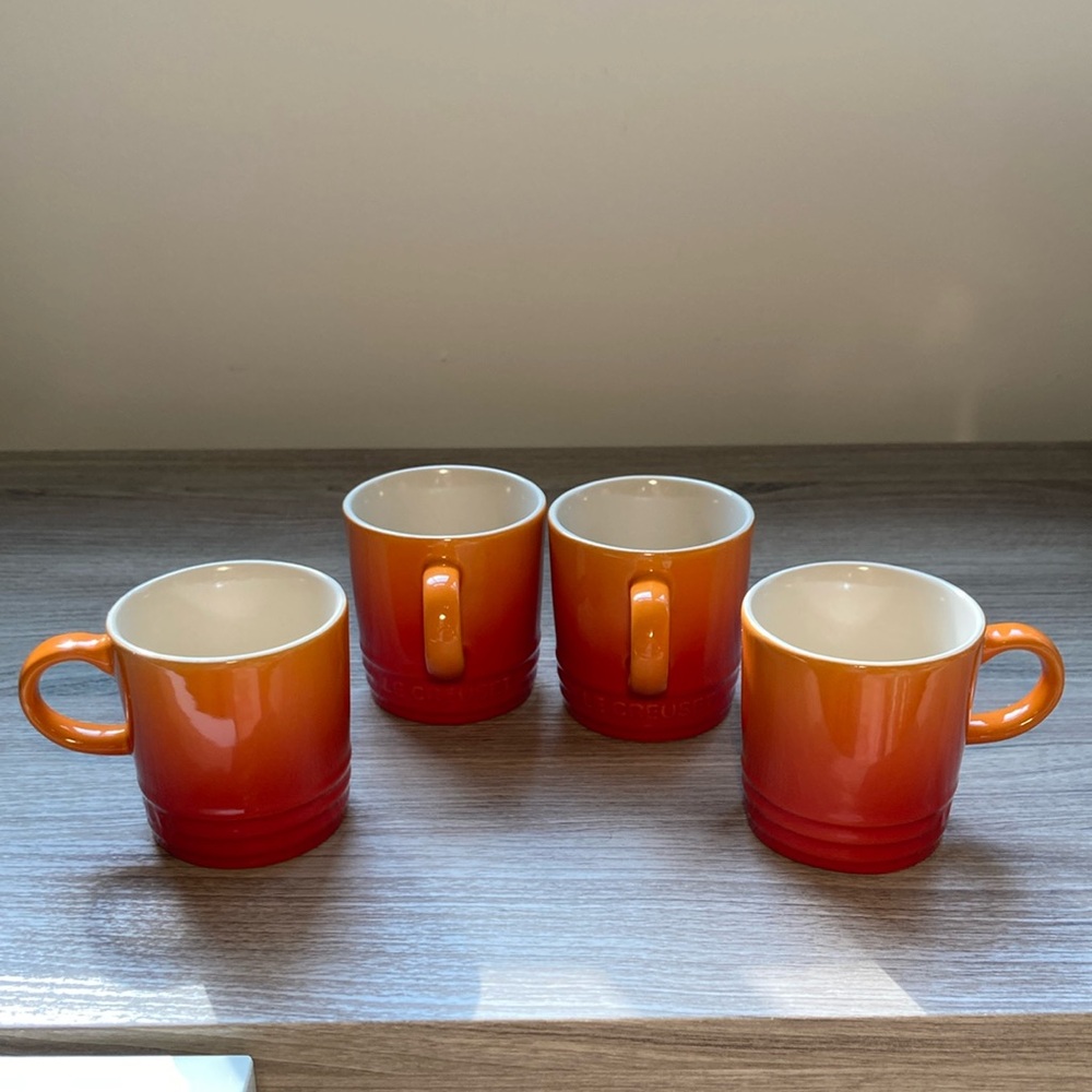 Le creuset flame 4 orange espresso mugs 3,5oz